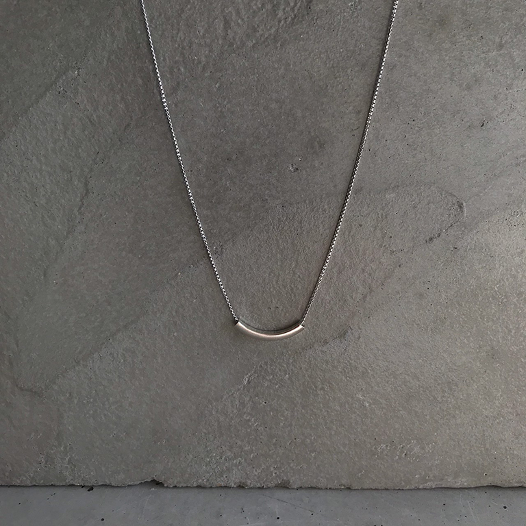 roundish box chain tube necklace [silver925]